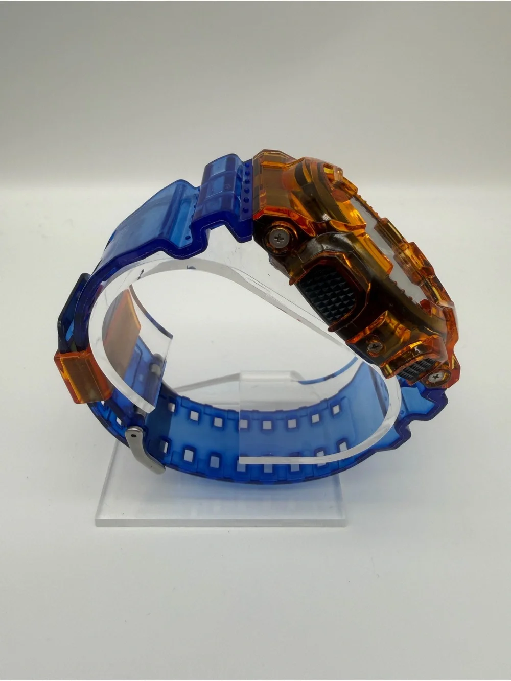 Custom “ Orange Crush”Casio G-SHOCK GA-100 Orange & Blue Skeleton Watch